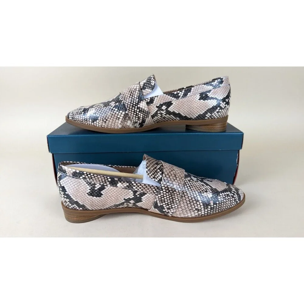Aerosoles Georgia Loafers Slip On Flats Womens 9 M Snake Print Leather Shoes NWB